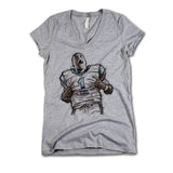 Womens V-Neck Athletic Gray