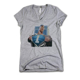 Womens V-Neck Athletic Gray